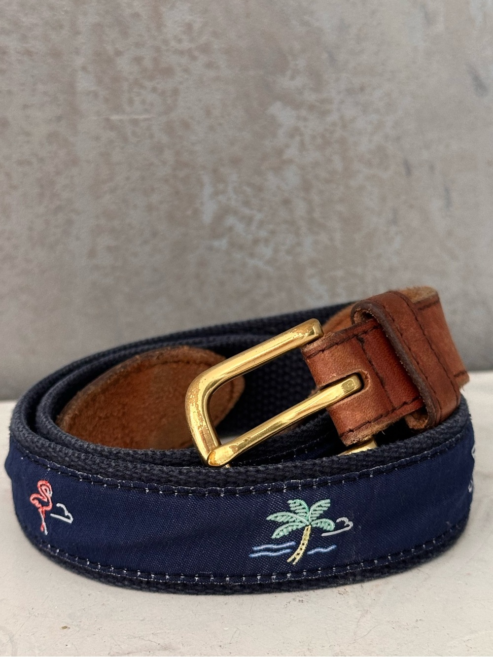 CHUBBIES TROPICAL BEACH LEATHER CANVAS BELT 34